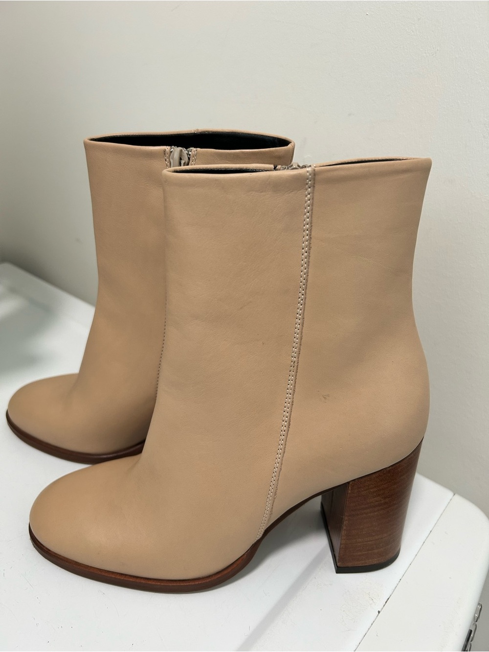 Anthropologie Block Heel Ankle Boots Tan Size  7.5 US 38 EU